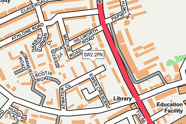 SW2 2PN map - OS OpenMap – Local (Ordnance Survey)