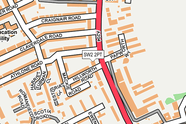 SW2 2PT map - OS OpenMap – Local (Ordnance Survey)