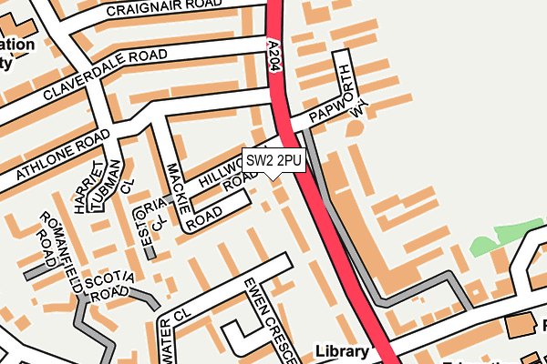 SW2 2PU map - OS OpenMap – Local (Ordnance Survey)