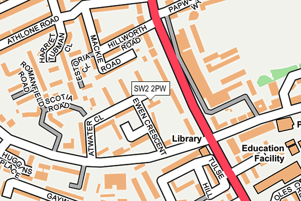SW2 2PW map - OS OpenMap – Local (Ordnance Survey)