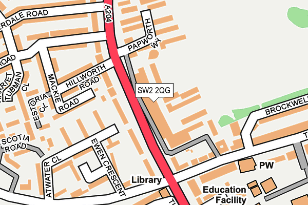 SW2 2QG map - OS OpenMap – Local (Ordnance Survey)