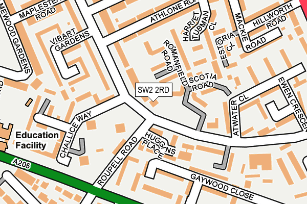 SW2 2RD map - OS OpenMap – Local (Ordnance Survey)