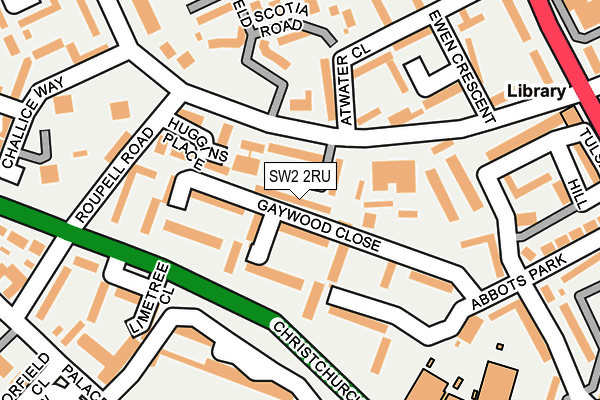 SW2 2RU map - OS OpenMap – Local (Ordnance Survey)