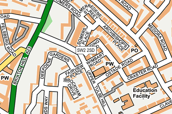 SW2 2SD map - OS OpenMap – Local (Ordnance Survey)