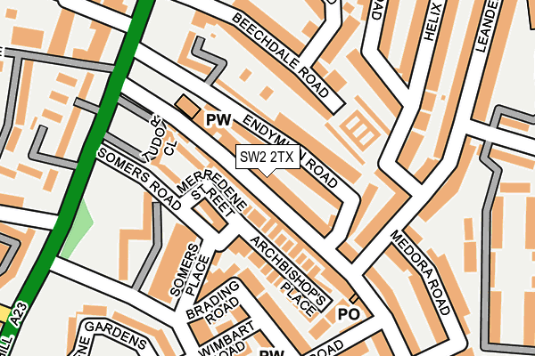 SW2 2TX map - OS OpenMap – Local (Ordnance Survey)