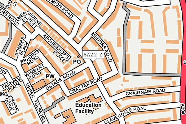 SW2 2TZ map - OS OpenMap – Local (Ordnance Survey)