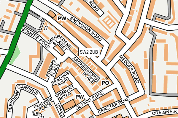 SW2 2UB map - OS OpenMap – Local (Ordnance Survey)