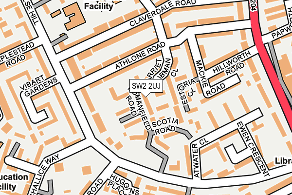 SW2 2UJ map - OS OpenMap – Local (Ordnance Survey)