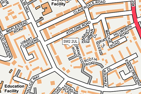 SW2 2UL map - OS OpenMap – Local (Ordnance Survey)