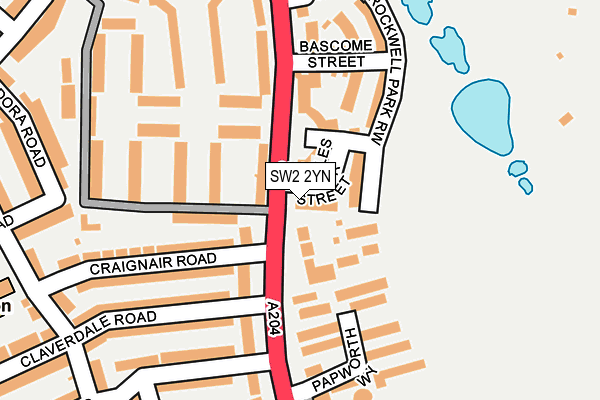 SW2 2YN map - OS OpenMap – Local (Ordnance Survey)