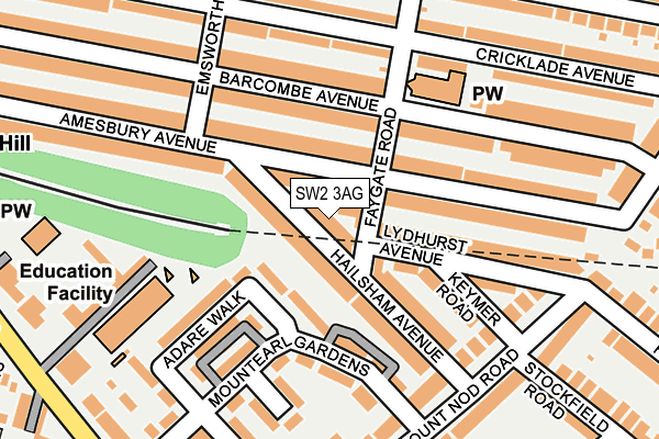 SW2 3AG map - OS OpenMap – Local (Ordnance Survey)