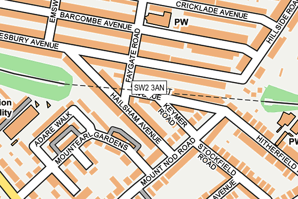 SW2 3AN map - OS OpenMap – Local (Ordnance Survey)
