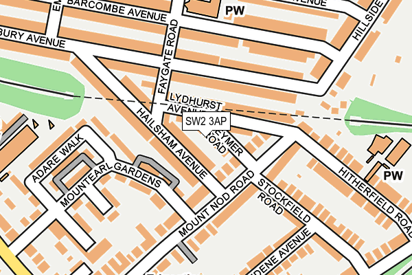 SW2 3AP map - OS OpenMap – Local (Ordnance Survey)