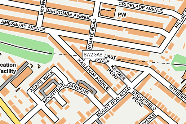 SW2 3AS map - OS OpenMap – Local (Ordnance Survey)