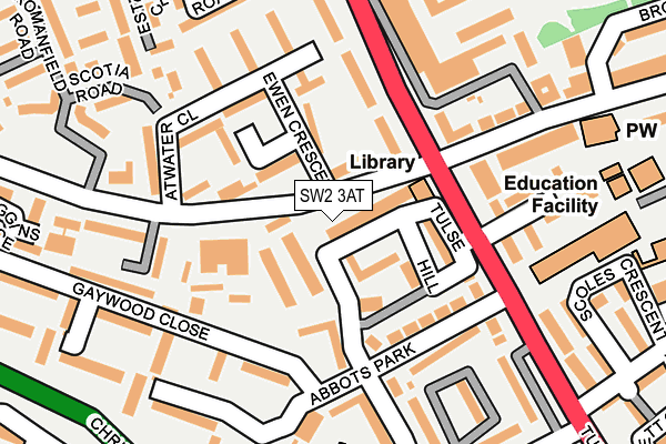 SW2 3AT map - OS OpenMap – Local (Ordnance Survey)