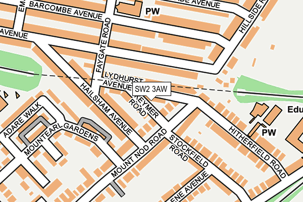 SW2 3AW map - OS OpenMap – Local (Ordnance Survey)