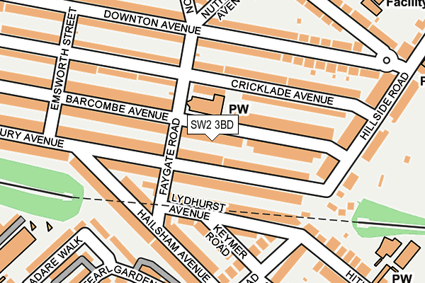 SW2 3BD map - OS OpenMap – Local (Ordnance Survey)