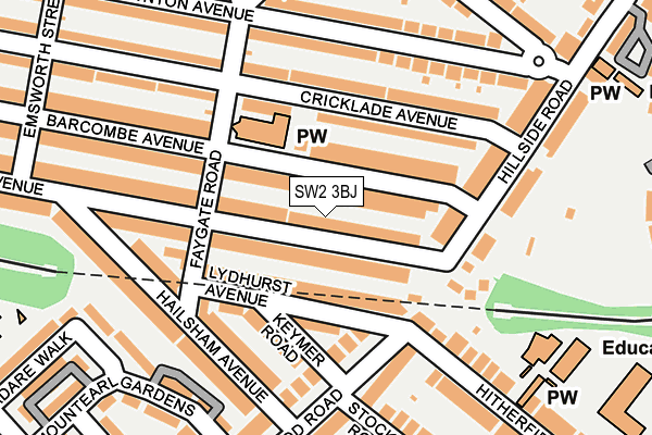 SW2 3BJ map - OS OpenMap – Local (Ordnance Survey)