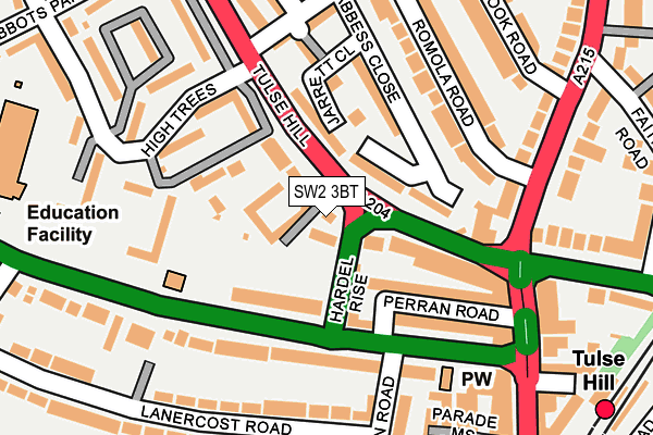 SW2 3BT map - OS OpenMap – Local (Ordnance Survey)