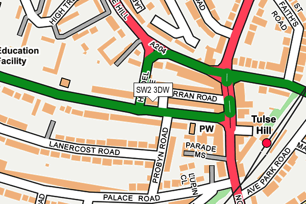 SW2 3DW map - OS OpenMap – Local (Ordnance Survey)