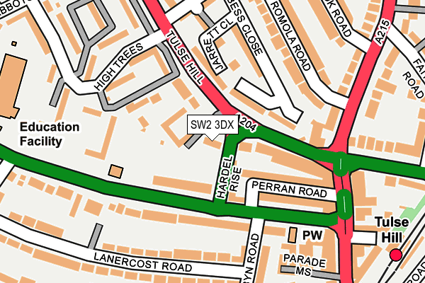 SW2 3DX map - OS OpenMap – Local (Ordnance Survey)