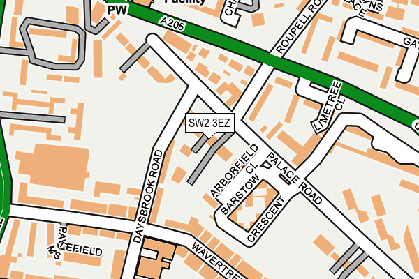 SW2 3EZ map - OS OpenMap – Local (Ordnance Survey)