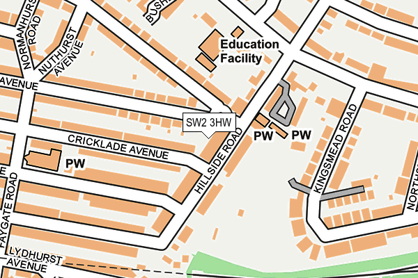 SW2 3HW map - OS OpenMap – Local (Ordnance Survey)