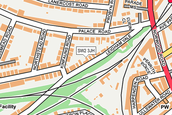 SW2 3JH map - OS OpenMap – Local (Ordnance Survey)
