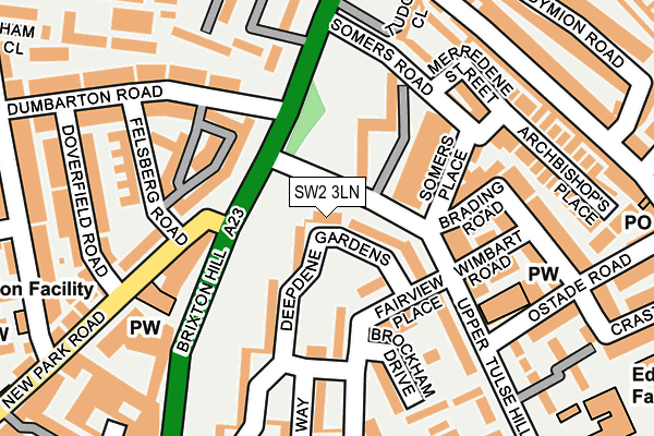 SW2 3LN map - OS OpenMap – Local (Ordnance Survey)