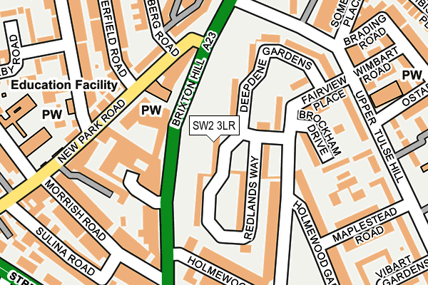SW2 3LR map - OS OpenMap – Local (Ordnance Survey)