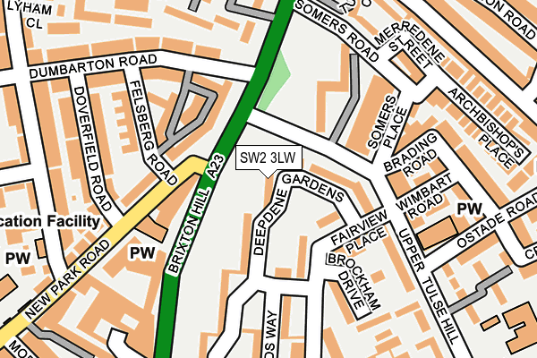 SW2 3LW map - OS OpenMap – Local (Ordnance Survey)