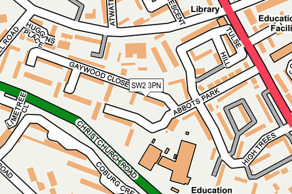 SW2 3PN map - OS OpenMap – Local (Ordnance Survey)