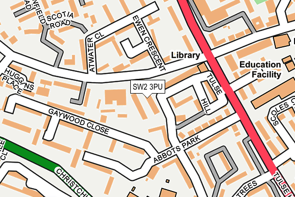 SW2 3PU map - OS OpenMap – Local (Ordnance Survey)
