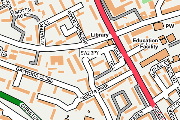 SW2 3PY map - OS OpenMap – Local (Ordnance Survey)
