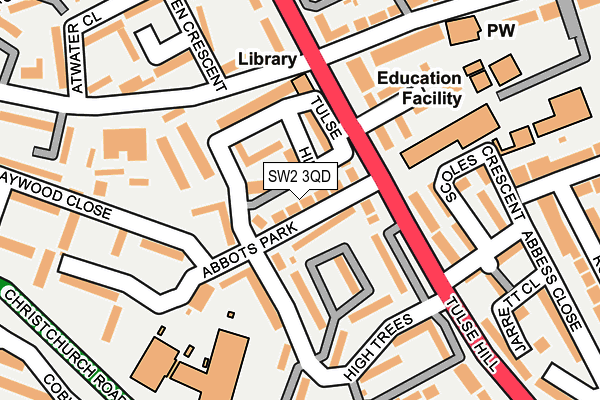 SW2 3QD map - OS OpenMap – Local (Ordnance Survey)