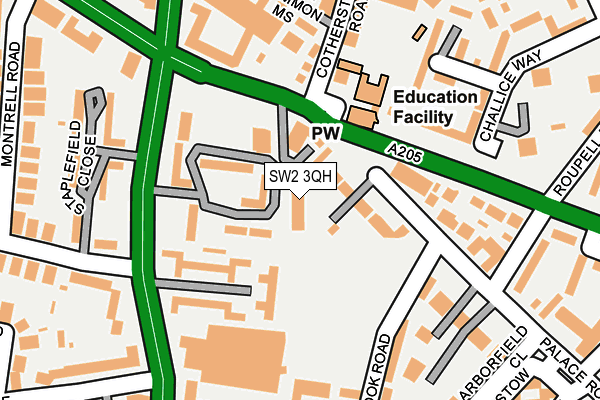 SW2 3QH map - OS OpenMap – Local (Ordnance Survey)