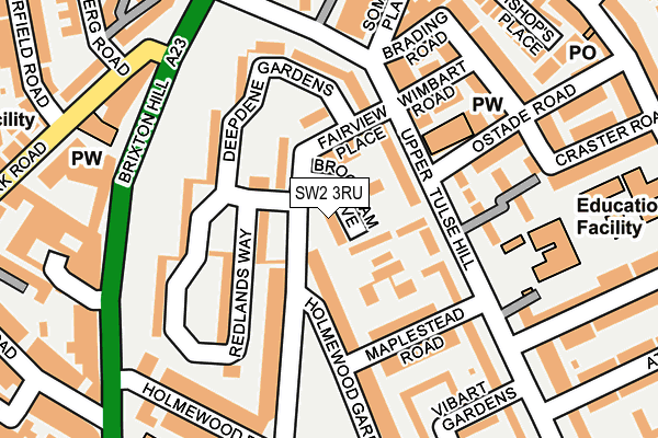 SW2 3RU map - OS OpenMap – Local (Ordnance Survey)