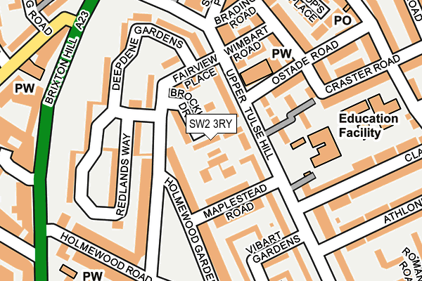 SW2 3RY map - OS OpenMap – Local (Ordnance Survey)