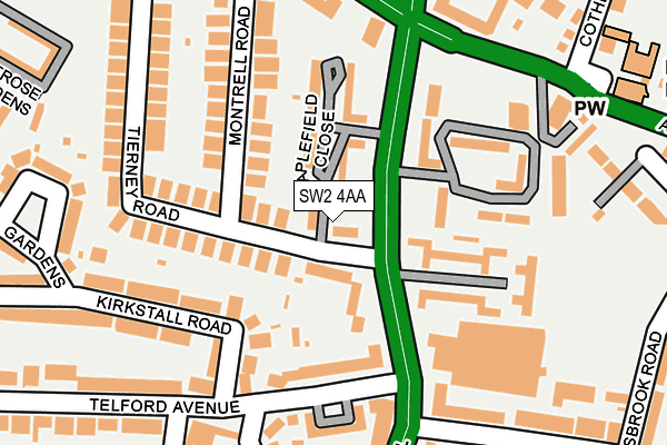 SW2 4AA map - OS OpenMap – Local (Ordnance Survey)