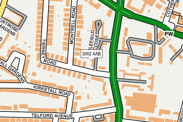 SW2 4AB map - OS OpenMap – Local (Ordnance Survey)