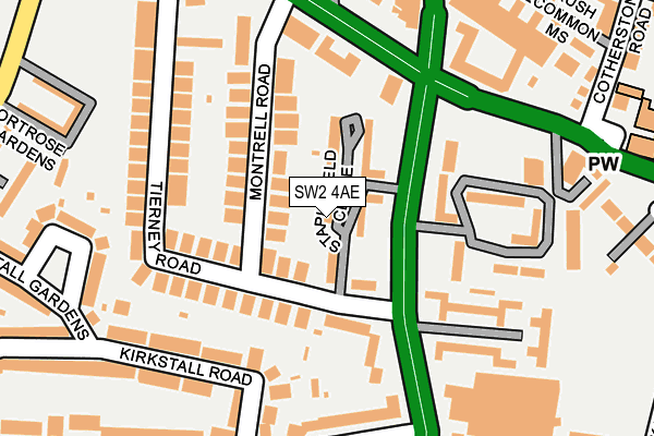 SW2 4AE map - OS OpenMap – Local (Ordnance Survey)