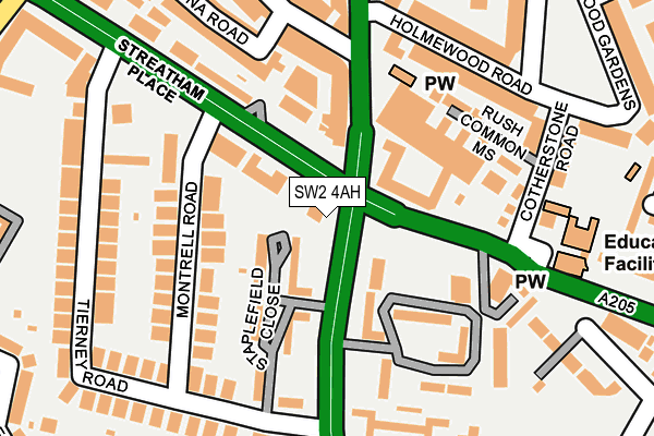 SW2 4AH map - OS OpenMap – Local (Ordnance Survey)