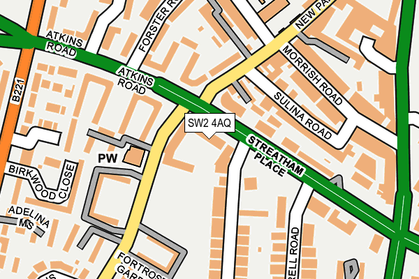 SW2 4AQ map - OS OpenMap – Local (Ordnance Survey)