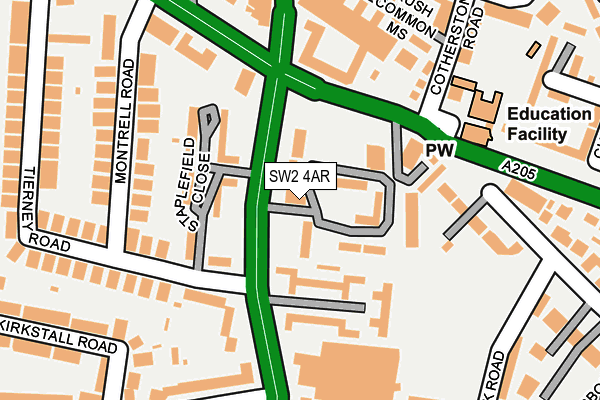 SW2 4AR map - OS OpenMap – Local (Ordnance Survey)