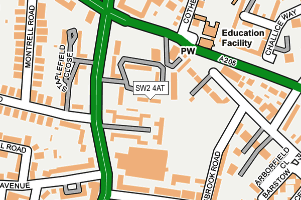 SW2 4AT map - OS OpenMap – Local (Ordnance Survey)
