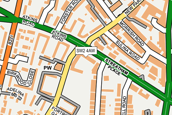 SW2 4AW map - OS OpenMap – Local (Ordnance Survey)