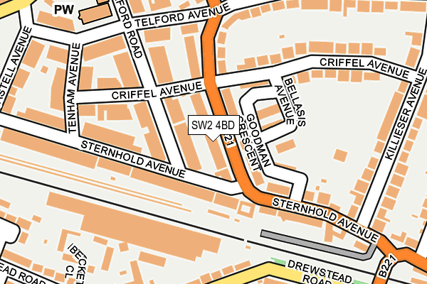 SW2 4BD map - OS OpenMap – Local (Ordnance Survey)