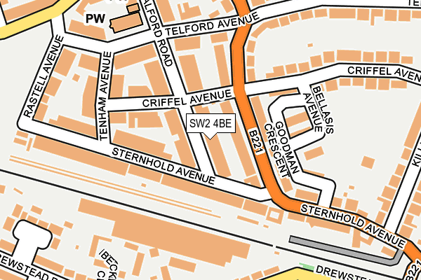 SW2 4BE map - OS OpenMap – Local (Ordnance Survey)
