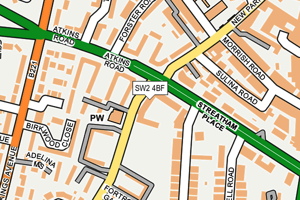 SW2 4BF map - OS OpenMap – Local (Ordnance Survey)