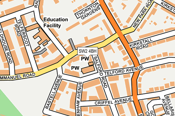 SW2 4BH map - OS OpenMap – Local (Ordnance Survey)